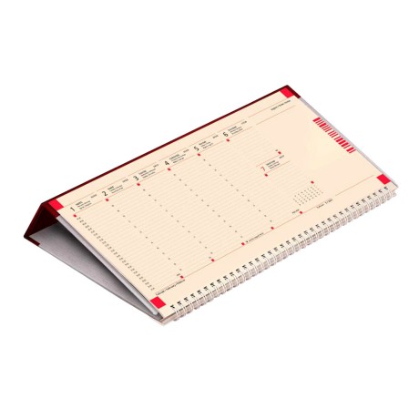 C050 jegyzettömbös fekvő asztali naptár, bordó, külső